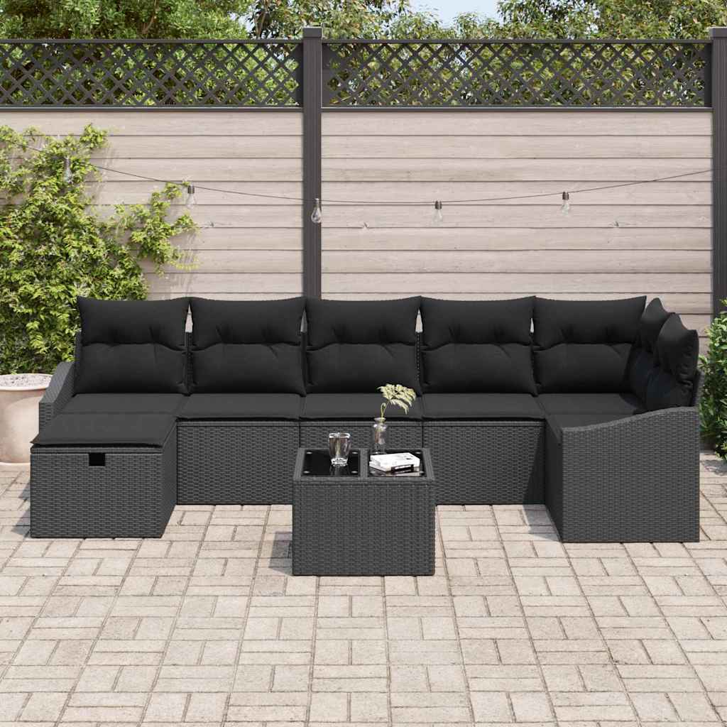 Sofa Set mit Kissen 8 pcs Poly-Rattan