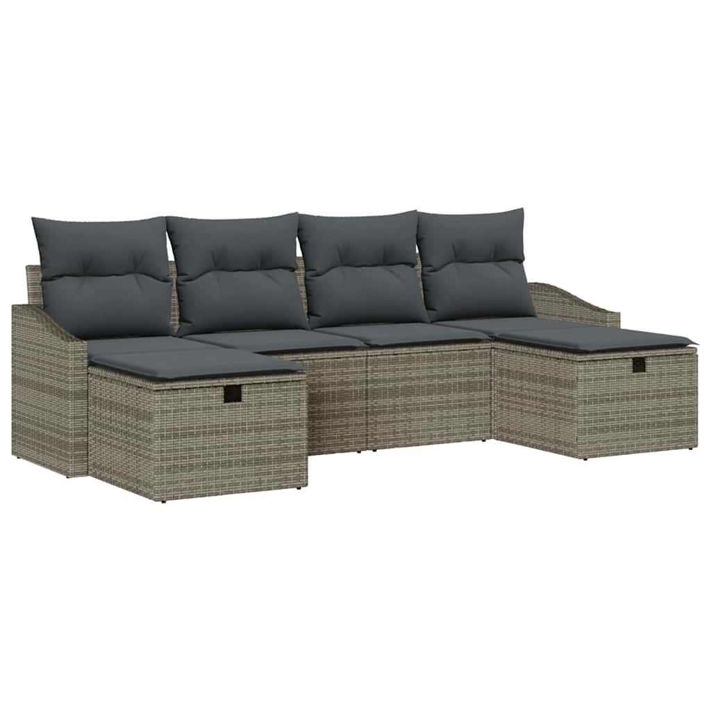 Sofa Set mit Kissen 6 pcs Poly-Rattan