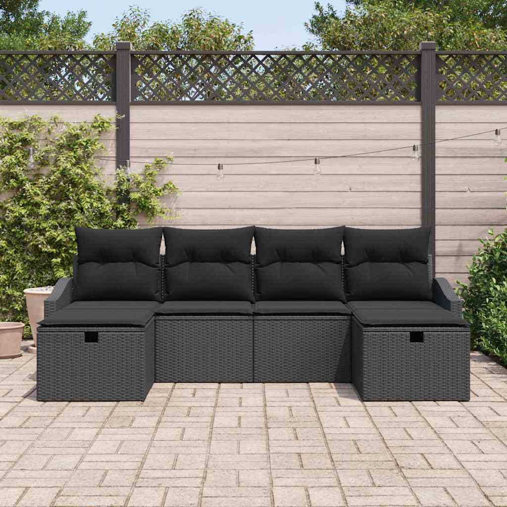 Sofa Set mit Kissen 6 pcs Poly-Rattan