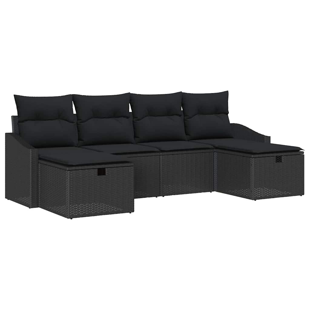 Sofa Set mit Kissen 6 pcs Poly-Rattan