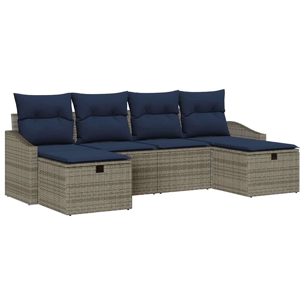 Sofa Set mit Kissen 5 pcs Poly-Rattan