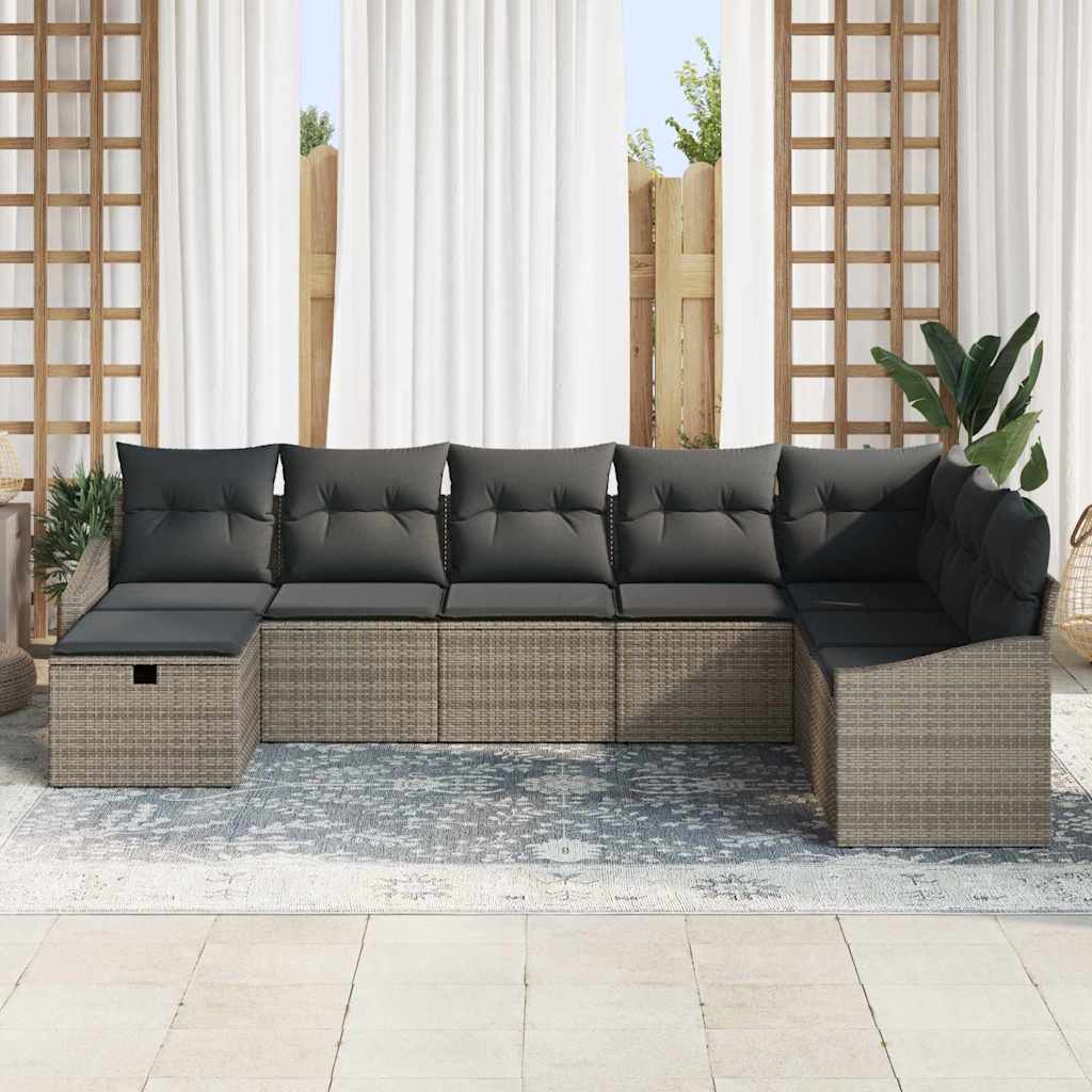 Sofa Set mit Kissen 9 pcs Poly-Rattan