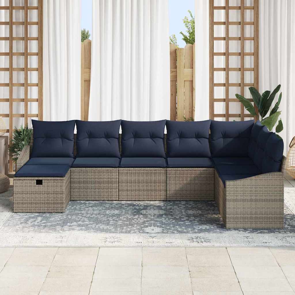 Sofa Set mit Kissen 6 pcs Poly-Rattan
