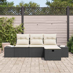 Sofa Set mit Kissen 4 pcs Poly-Rattan