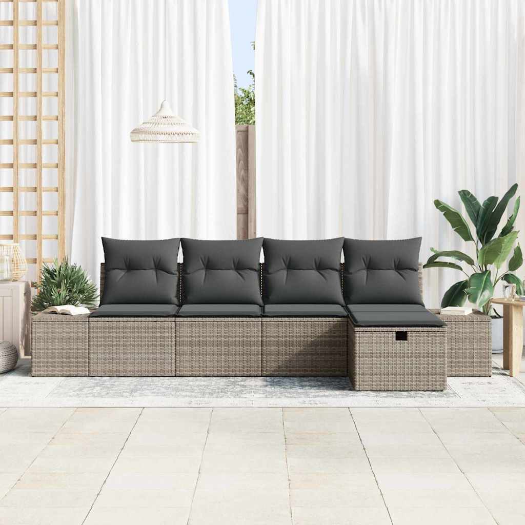 Sofa Set mit Kissen 5 pcs Poly-Rattan