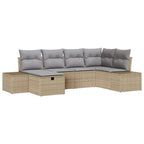 Sofa Set mit Kissen 6 pcs Poly-Rattan