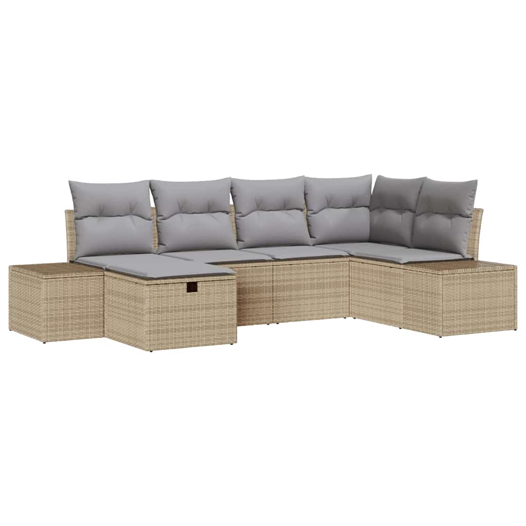 Sofa Set mit Kissen 6 pcs Poly-Rattan