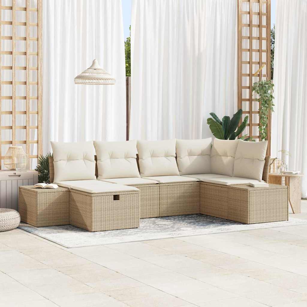 Sofa Set mit Kissen 6 pcs Poly-Rattan