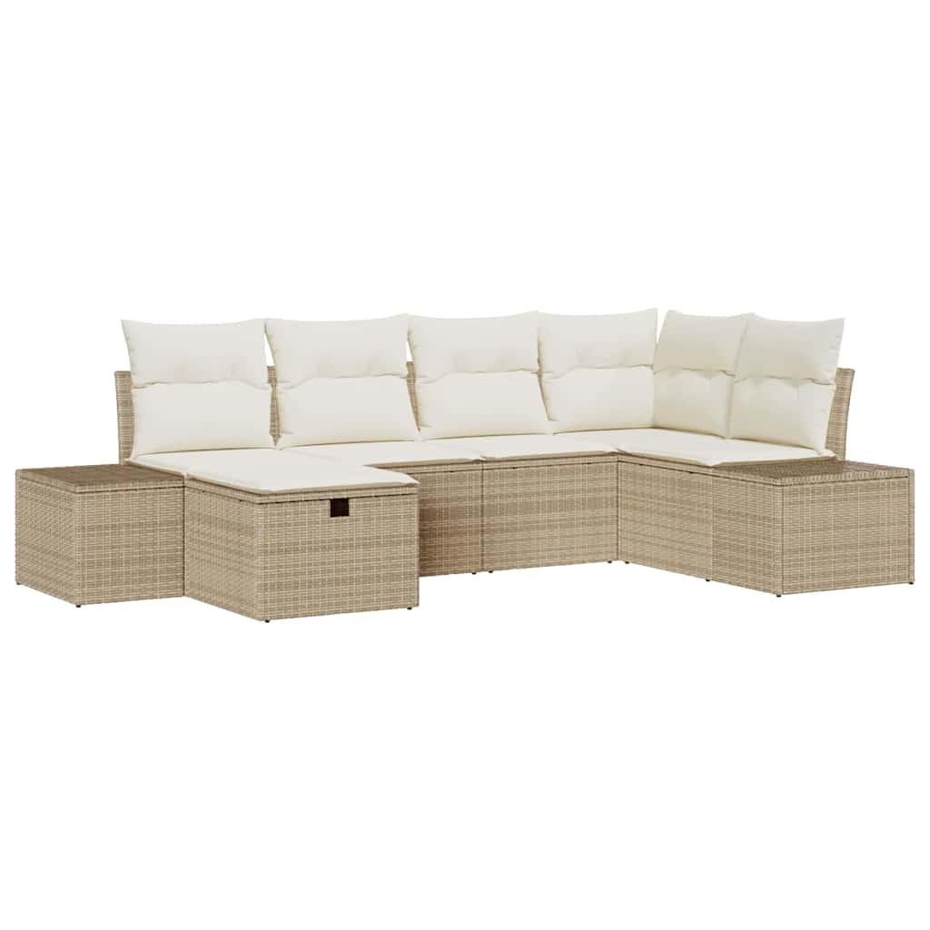 Sofa Set mit Kissen 6 pcs Poly-Rattan