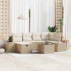 Sofa Set mit Kissen 7 pcs Poly-Rattan