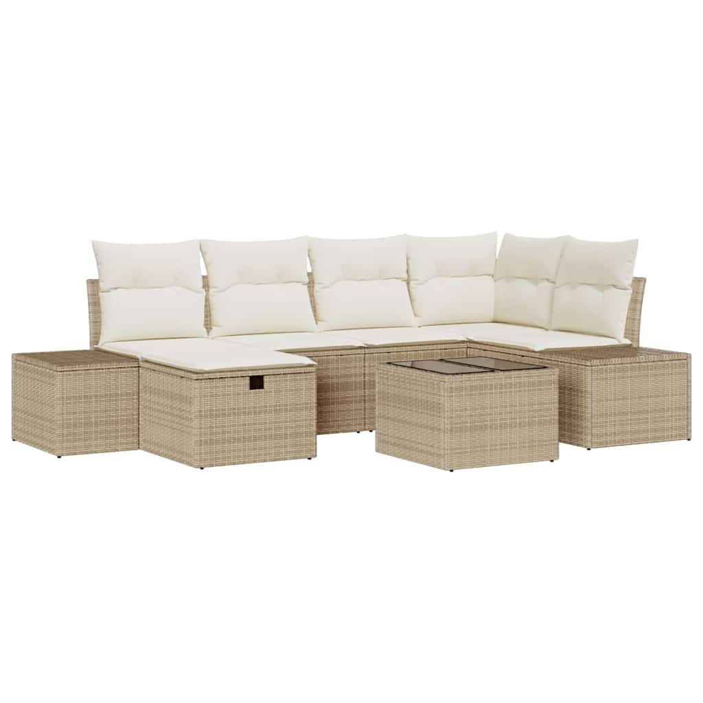 Sofa Set mit Kissen 7 pcs Poly-Rattan