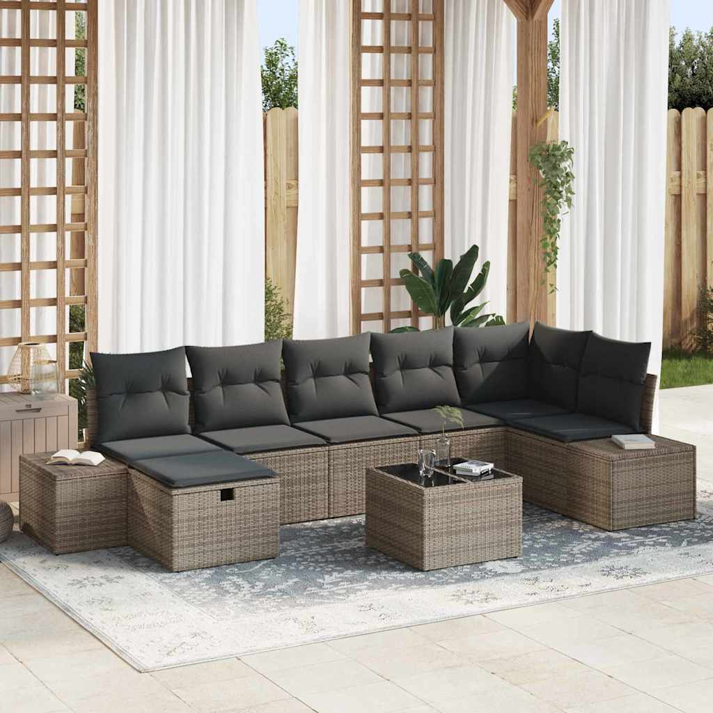 Sofa Set mit Kissen 7 pcs Poly-Rattan