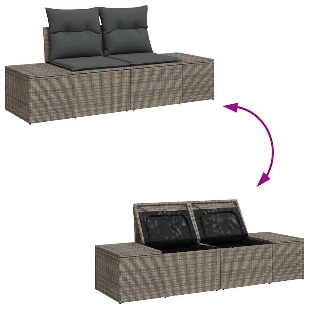 Sofa Set mit Kissen 7 pcs Poly-Rattan
