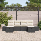 Gartensofa-set mit Kissen mit Speicher 6 pcs Poly-Rattan