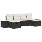 Gartensofa-set mit Kissen mit Speicher 6 pcs Poly-Rattan