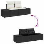 Garten-Sofa-Set mit Kissen 9 pcs Schwarz Poly Rattan