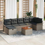 Gartensofa-set mit Kissen mit Speicher 8 pcs Grau Poly Rattan