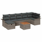 Gartensofa-set mit Kissen mit Speicher 8 pcs Grau Poly Rattan