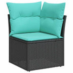 Gartensofa-set mit Kissen 8 pcs Schwarz Poly Rattan