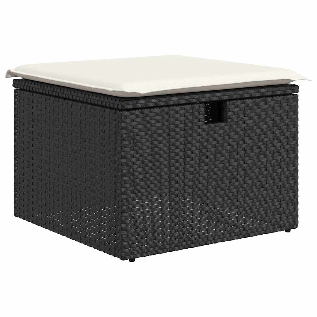 Gartensofa-set mit Kissen 9 pcs Schwarz Poly Rattan