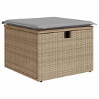 Gartensofa-set mit Kissen mit Speicher 9 pcs Beige Poly Rattan