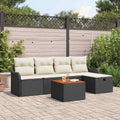 Gartensofa-set mit Kissen 6 pcs Schwarz Poly Rattan