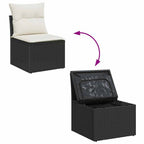Gartensofa-set mit Kissen 6 pcs Schwarz Poly Rattan