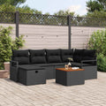 Garten-Sofa-Set mit Kissen 7 pcs Schwarz Poly Rattan