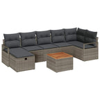 Gartensofa-set mit Kissen mit Speicher 8 pcs Grau Poly Rattan