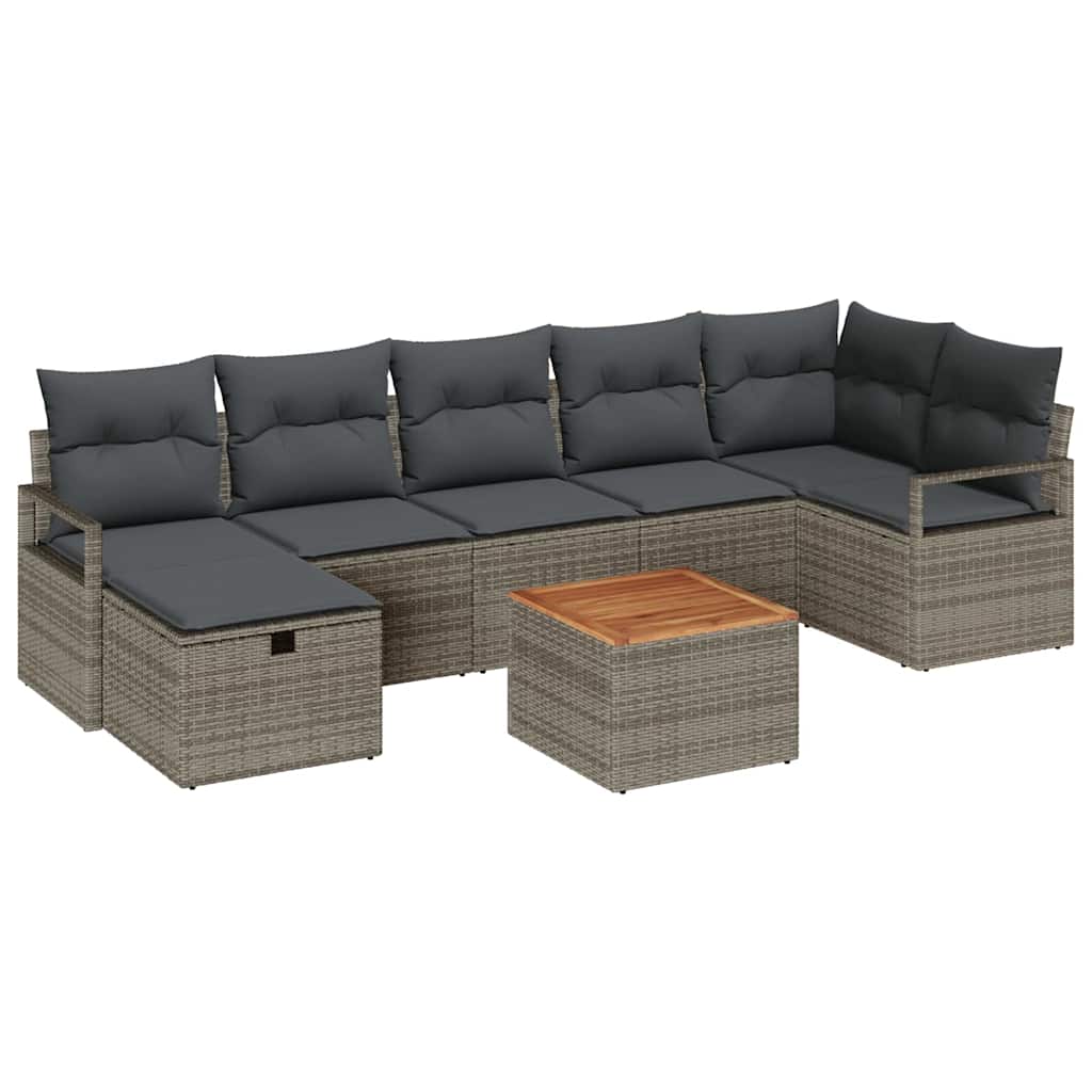 Gartensofa-set mit Kissen mit Speicher 8 pcs Grau Poly Rattan