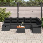 Gartensofa-set mit Kissen 9 pcs Schwarz Poly Rattan