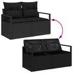Gartensofa-set mit Kissen 9 pcs Schwarz Poly Rattan