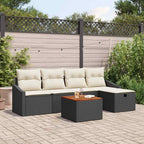 Gartensofa-set mit Kissen 6 pcs Schwarz Poly Rattan