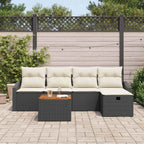 Gartensofa-set mit Kissen 6 pcs Schwarz Poly Rattan