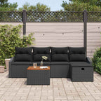 Gartensofa-set mit Kissen 6 pcs Schwarz Poly Rattan