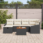 Gartensofa-set mit Kissen 7 pcs Schwarz Poly Rattan