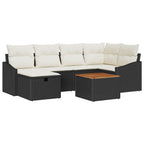Gartensofa-set mit Kissen 7 pcs Schwarz Poly Rattan