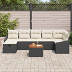 Gartensofa-set mit Kissen 8 pcs Schwarz Poly Rattan