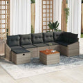 Gartensofa-set mit Kissen mit Speicher 8 pcs Grau Poly Rattan