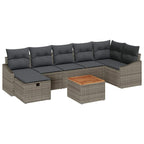 Gartensofa-set mit Kissen mit Speicher 8 pcs Grau Poly Rattan