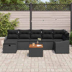 Gartensofa-set mit Kissen 8 pcs Schwarz Poly Rattan