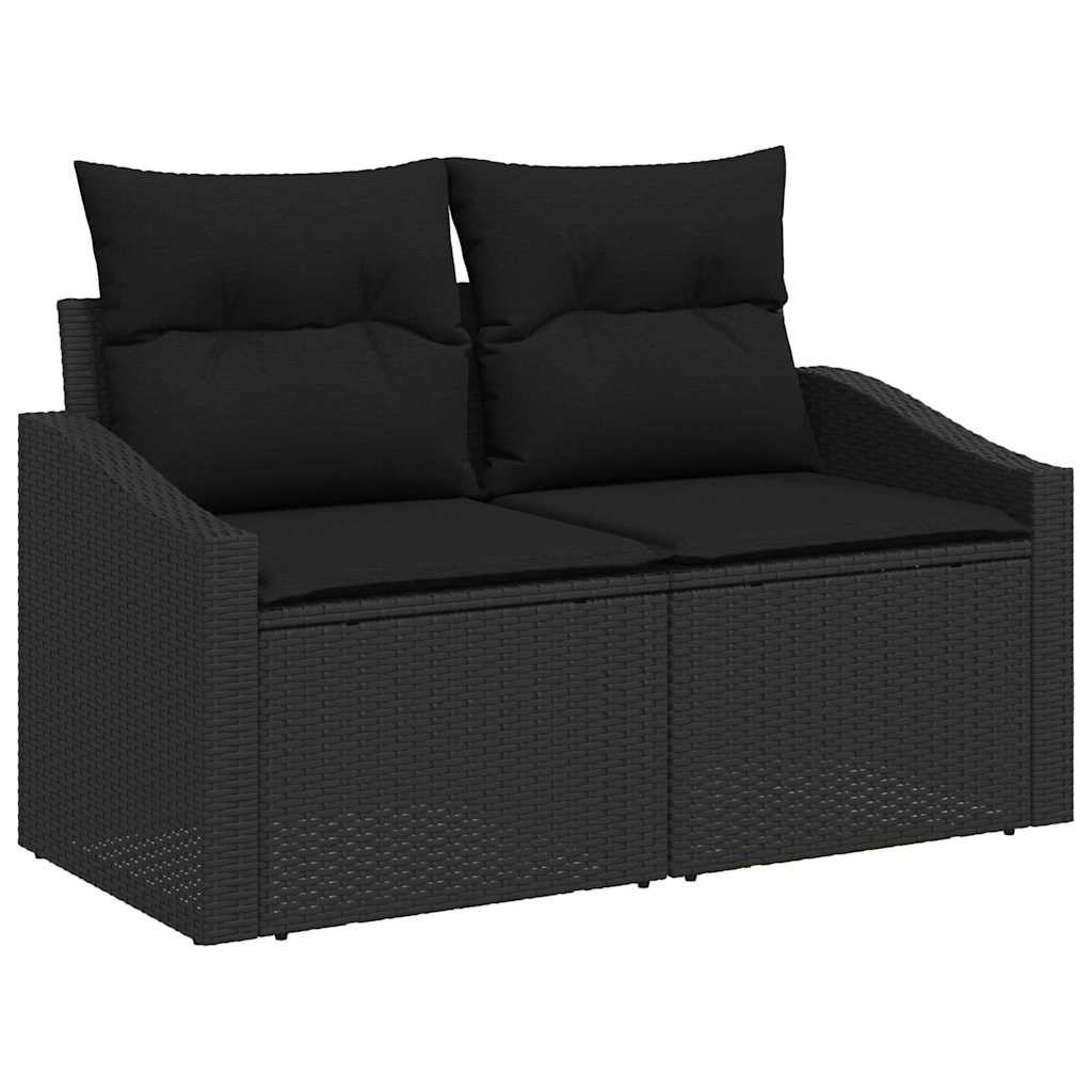 Gartensofa-set mit Kissen 8 pcs Schwarz Poly Rattan