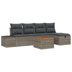 Gartensofa-set mit Kissen mit Speicher 6 pcs Grau Poly Rattan