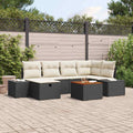 Gartensofa-set mit Kissen 7 pcs Schwarz Poly Rattan
