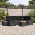Gartensofa-set mit Kissen 7 pcs Schwarz Poly Rattan