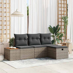 Gartensofa-set mit Kissen mit Speicher 4 pcs Grau Poly-Rattan