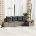 Garten-Sofa-Set mit Kissen 5 pcs Grau Poly Rattan