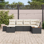 Gartensofa-set mit Kissen mit Speicher Schwarz Poly-Rattan