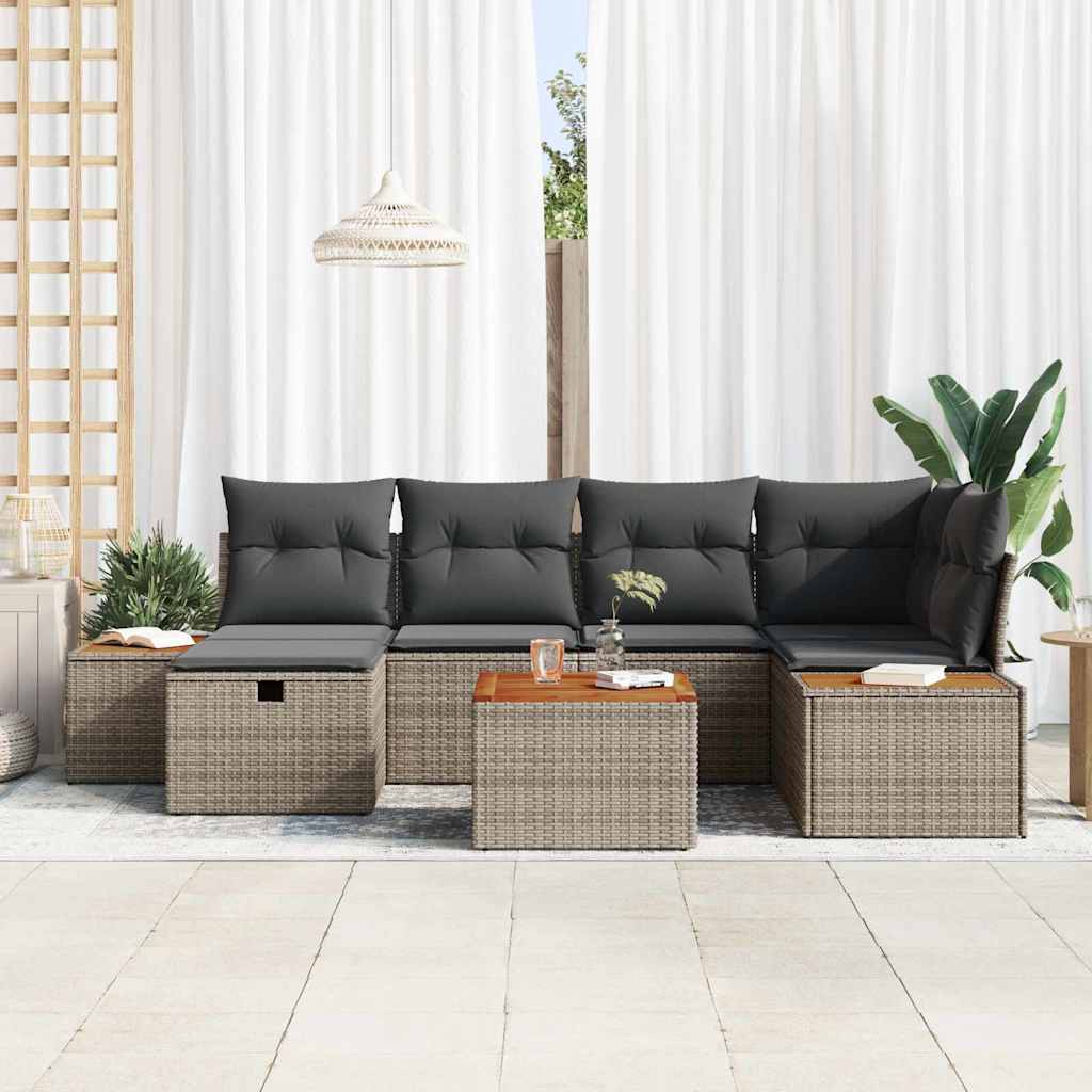 Garten-Sofa-Set 7 pcs Grau 55 x 62 x 69 cm Poly Rattan