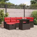 Garten-Sofa-Set mit Kissen mit Speicher 7 pcs Braun Poly Rattan